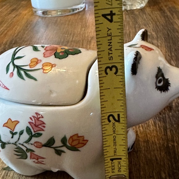 Vintage Panda Hand Painted Floral Ceramic Trinket Box by Prstige - Picture 8 of 8